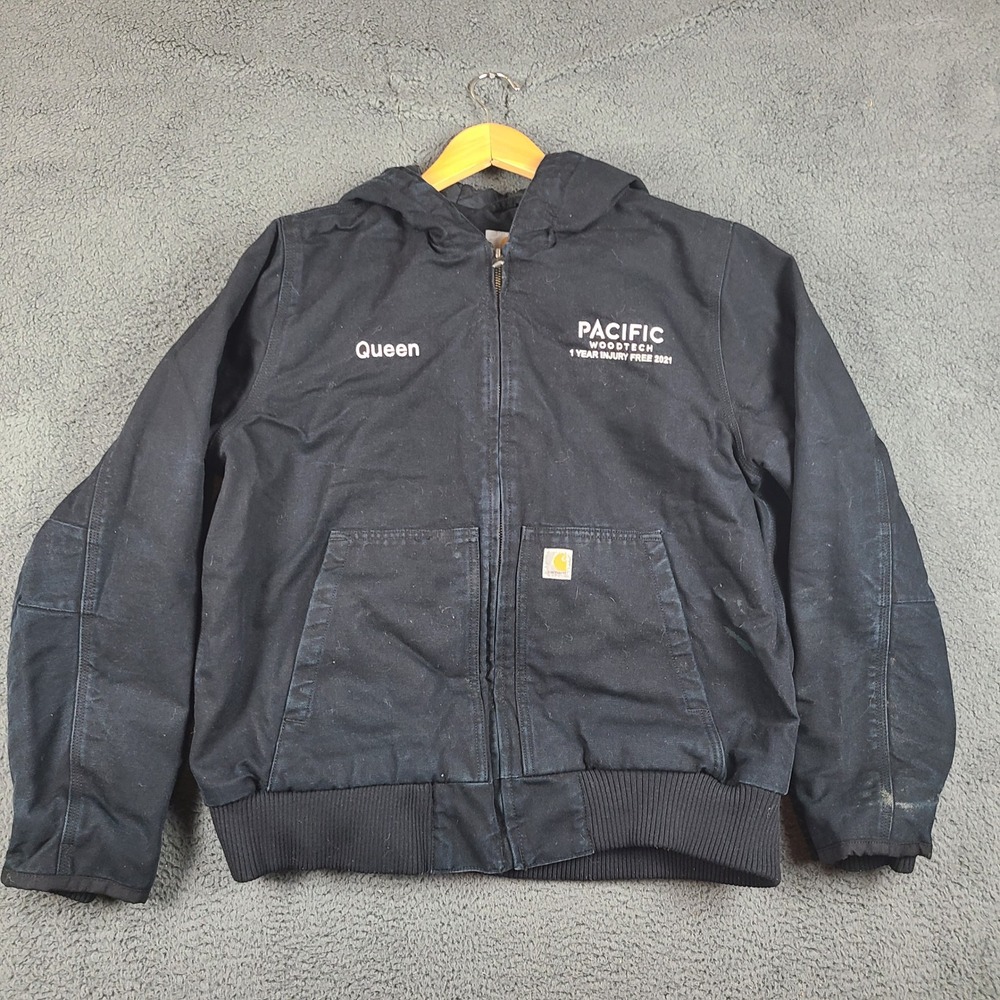 Carhartt 104053 BLK Women XL Black Insulated Hooded Active Jacket Canvas Coat